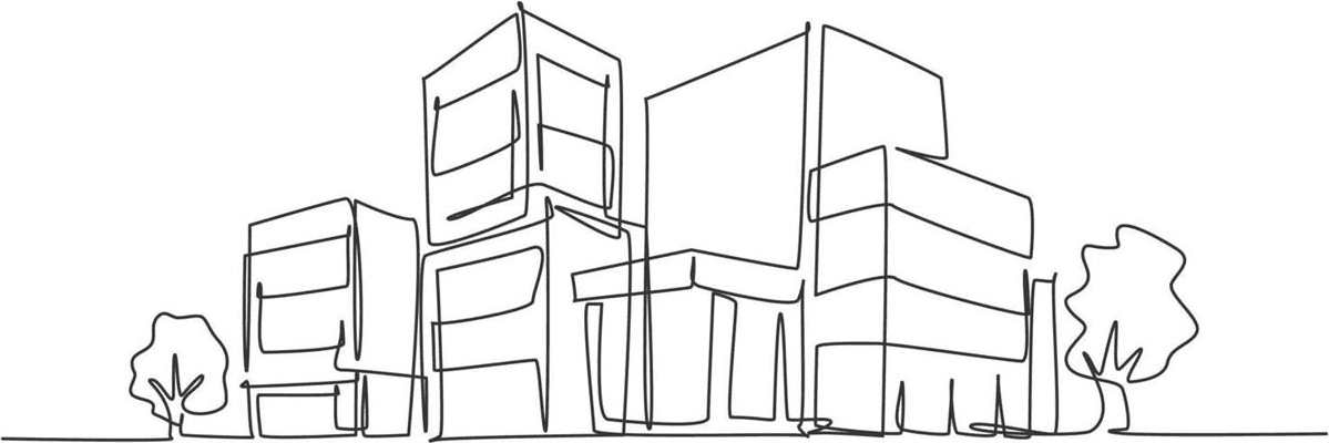 Ilustração de conjunto de edifícios institucionais